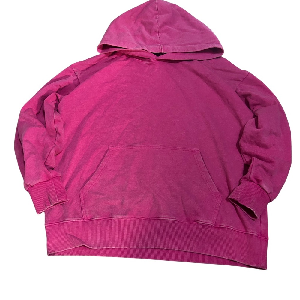 Hot Pink Hooded Pullover Sweatshirt